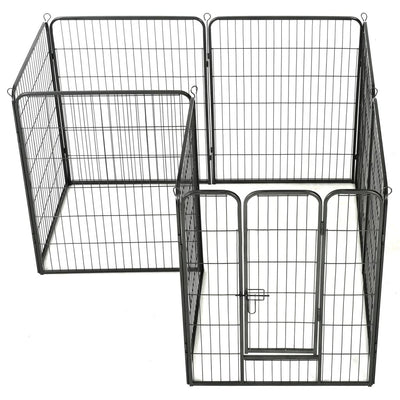 Dog Playpen 8 Panels Steel 80x100 cm Black