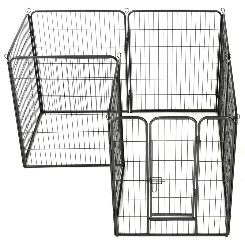 Dog Playpen 8 Panels Steel 80x100 cm Black