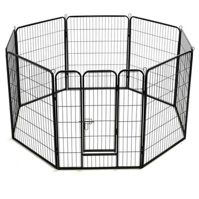 Dog Playpen 8 Panels Steel 80x100 cm Black