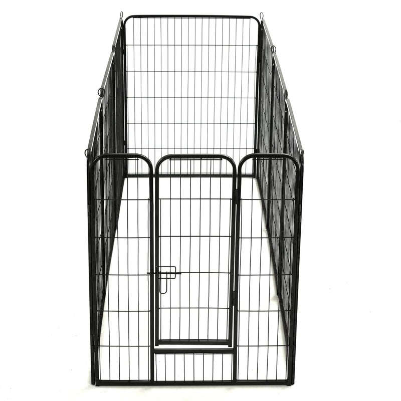 Dog Playpen 8 Panels Steel 80x100 cm Black