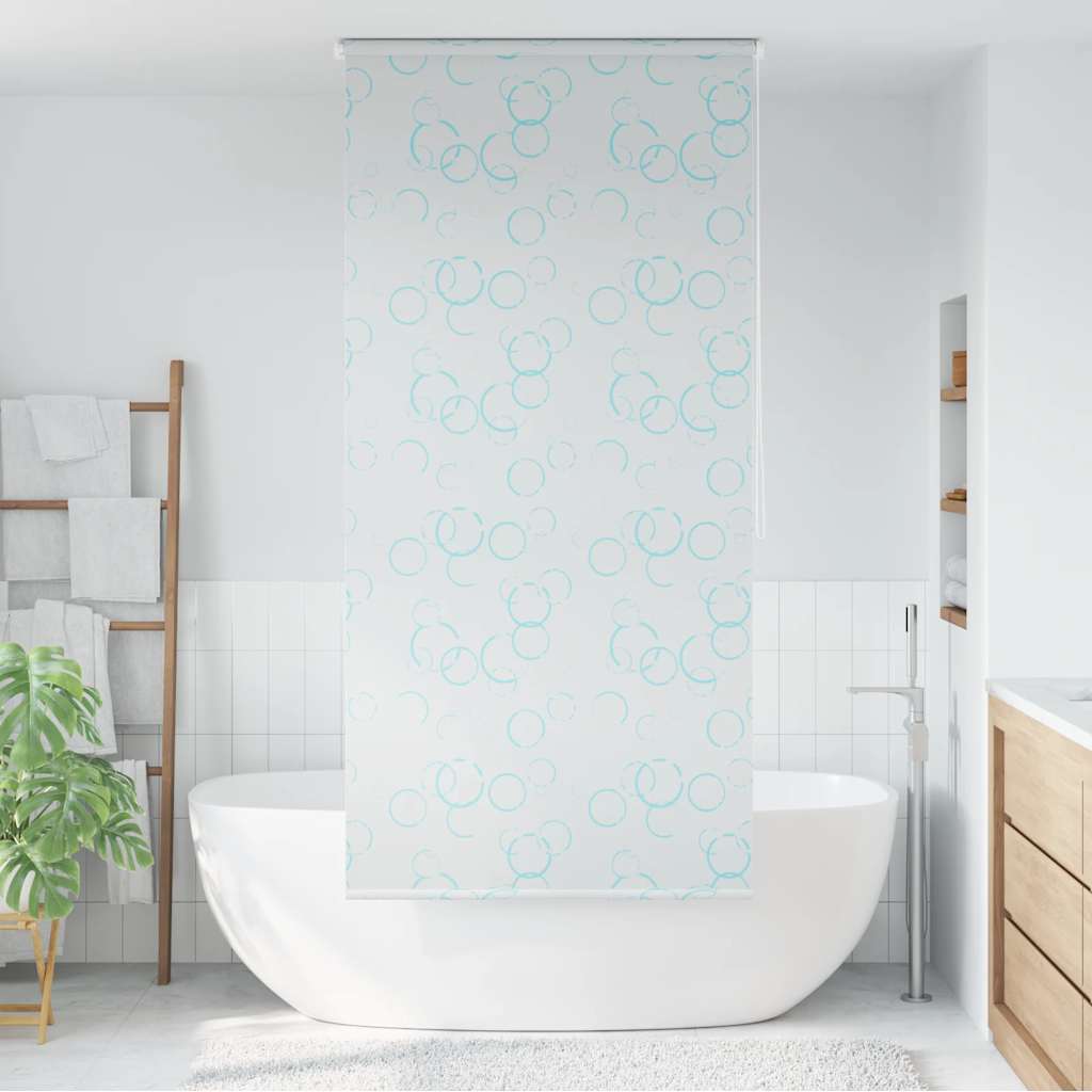 vidaXL Shower Roller Blind | see-through with blue bubbles 1