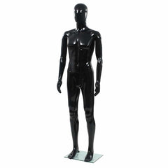 Full Body Mannequin with Glass Base Glossy 185 cm Black Male