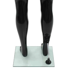 Full Body Mannequin with Glass Base Glossy 185 cm Black Male