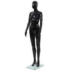 Full Body Mannequin with Glass Base Glossy 185 cm Black Female