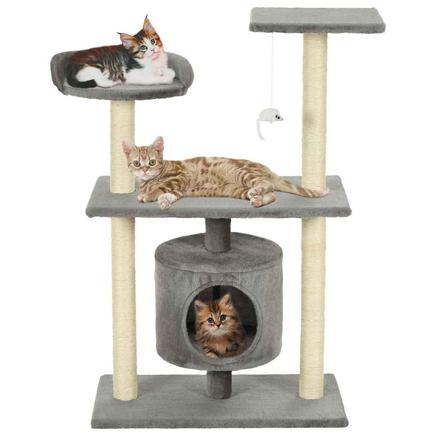 170512 vidaXL Cat Tree with Sisal Scratching Posts 95 cm Grey 1