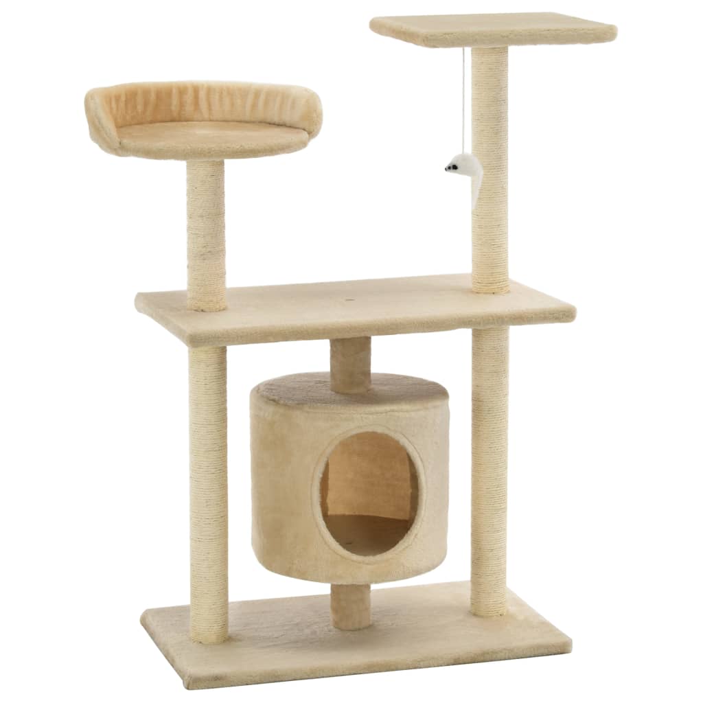 vidaXL Cat Tree | Beige | Engineered wood, sisal rope, plush fabric | Medium 2