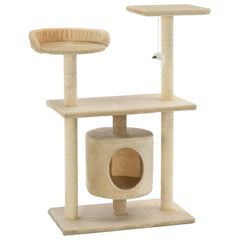 vidaXL Cat Tree | Beige | Engineered wood, sisal rope, plush fabric | Medium 2