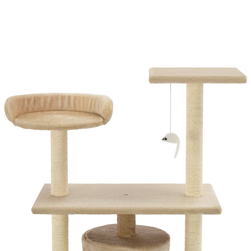 vidaXL Cat Tree | Beige | Engineered wood, sisal rope, plush fabric | Medium 4