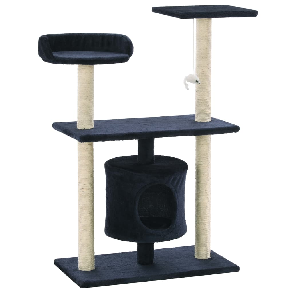 vidaXL Cat Tree | Dark Blue | Engineered wood, Carton, Plush fabric, Sisal rope 2