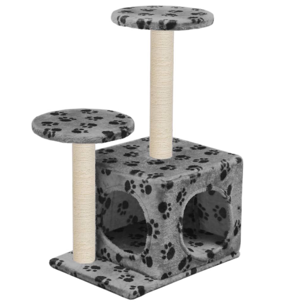 vidaXL Cat Tree | Grey with paw prints 2
