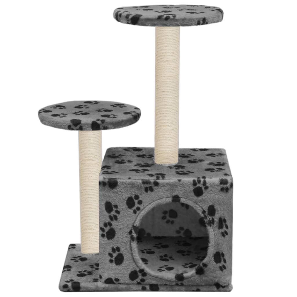 vidaXL Cat Tree | Grey with paw prints 4