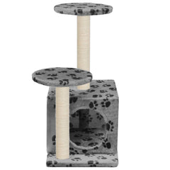 vidaXL Cat Tree | Grey with paw prints 5