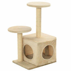 vidaXL Cat Tree | Beige | Engineered wood, plush fabric, sisal rope | Small 2