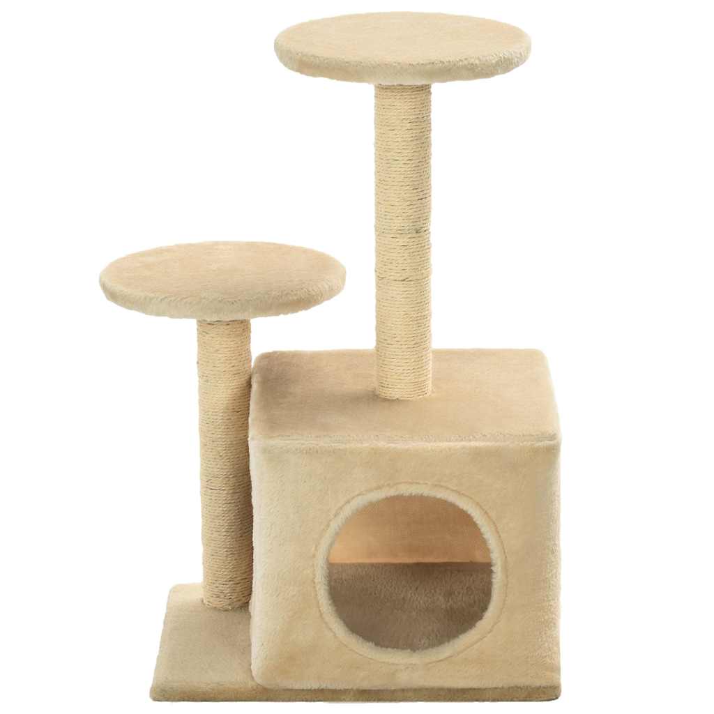 vidaXL Cat Tree | Beige | Engineered wood, plush fabric, sisal rope | Small 3