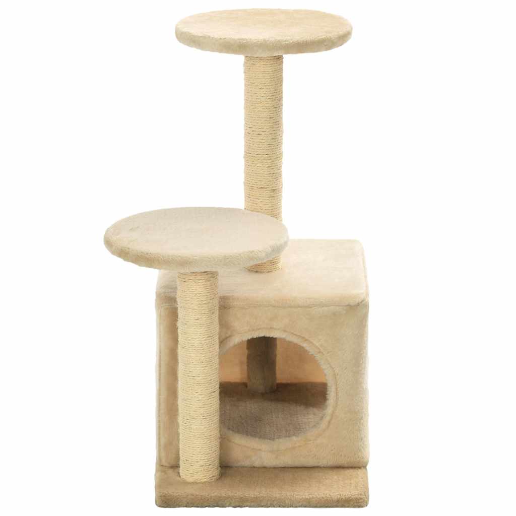 vidaXL Cat Tree | Beige | Engineered wood, plush fabric, sisal rope | Small 5