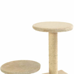 vidaXL Cat Tree | Beige | Engineered wood, plush fabric, sisal rope | Small 6
