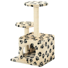 vidaXL Cat Tree | Beige with paw prints 3