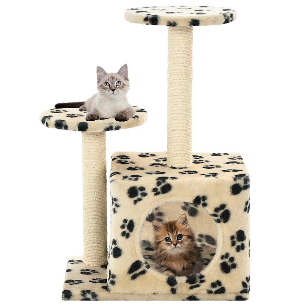 vidaXL Cat Tree | Beige with paw prints 1