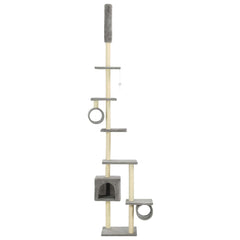 vidaXL Cat Tree | Grey | Engineered wood, carton, plush fabric, sisal rope 3