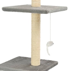 vidaXL Cat Tree | Grey | Engineered wood, carton, plush fabric, sisal rope 4
