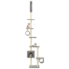 vidaXL Cat Tree | Grey | Engineered wood, carton, plush fabric, sisal rope 1