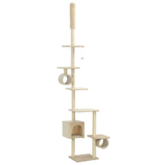 vidaXL Cat Tree with Sisal Scratching Posts 260 cm Beige 2
