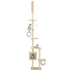 vidaXL Cat Tree with Sisal Scratching Posts 260 cm Beige 1