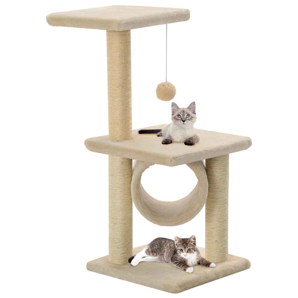 vidaXL Cat Tree | Beige | Particle board, Soft plush, Sisal rope | 65 cm 1