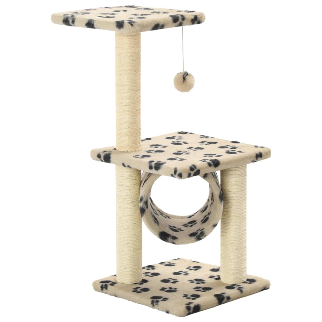 vidaXL Cat Tree | Beige with black paw prints 2