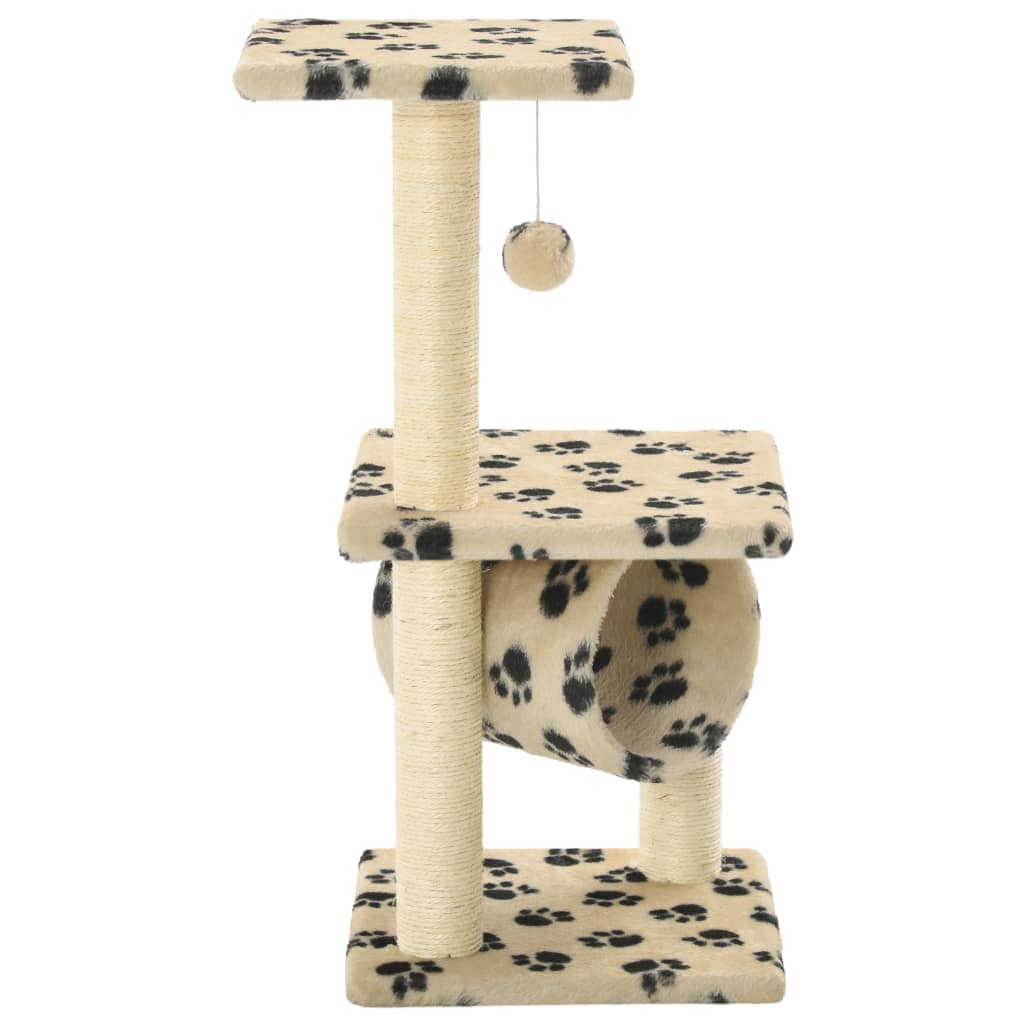 vidaXL Cat Tree | Beige with black paw prints 3