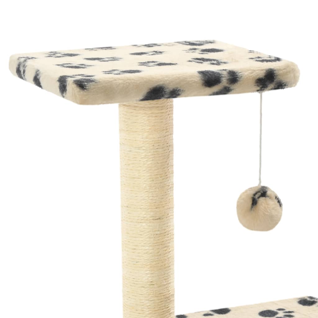 vidaXL Cat Tree | Beige with black paw prints 4