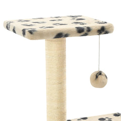 vidaXL Cat Tree | Beige with black paw prints 4