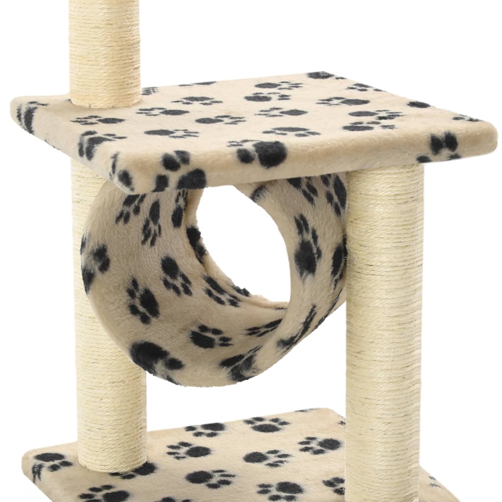 vidaXL Cat Tree | Beige with black paw prints 5