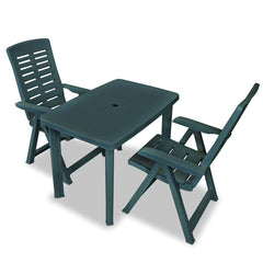 vidaXL 3 Piece Bistro Set Plastic Green 1