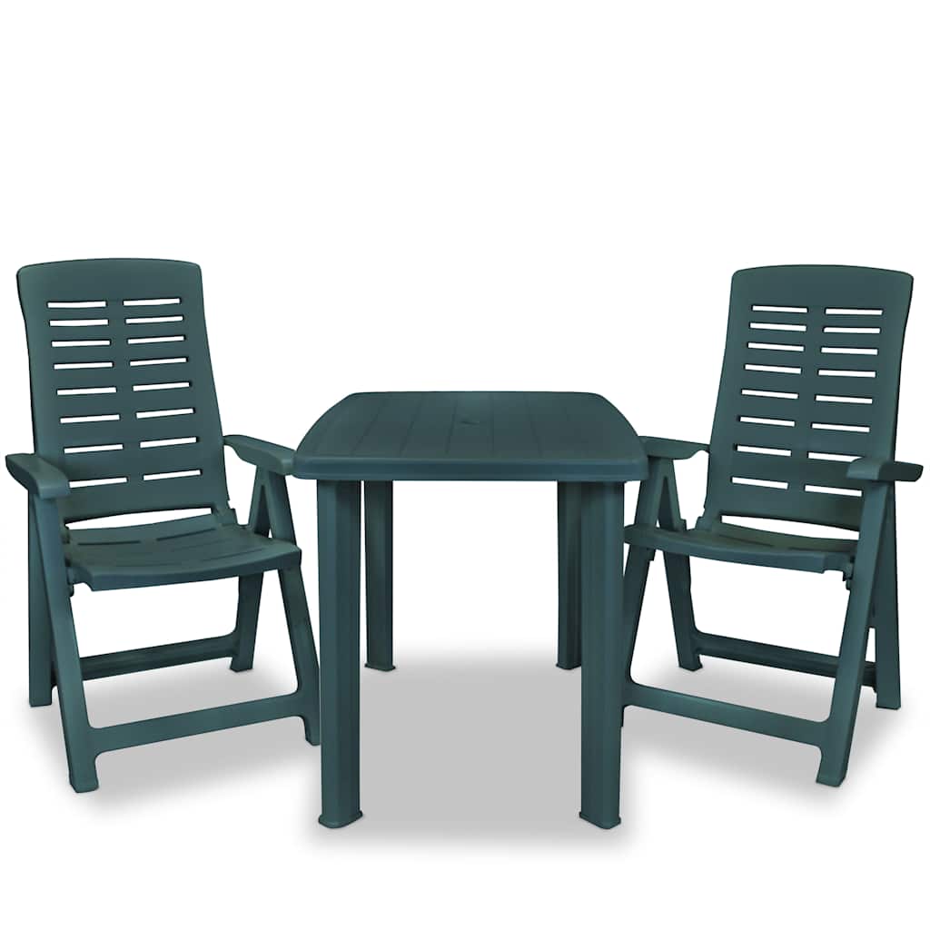 vidaXL 3 Piece Bistro Set Plastic Green 2