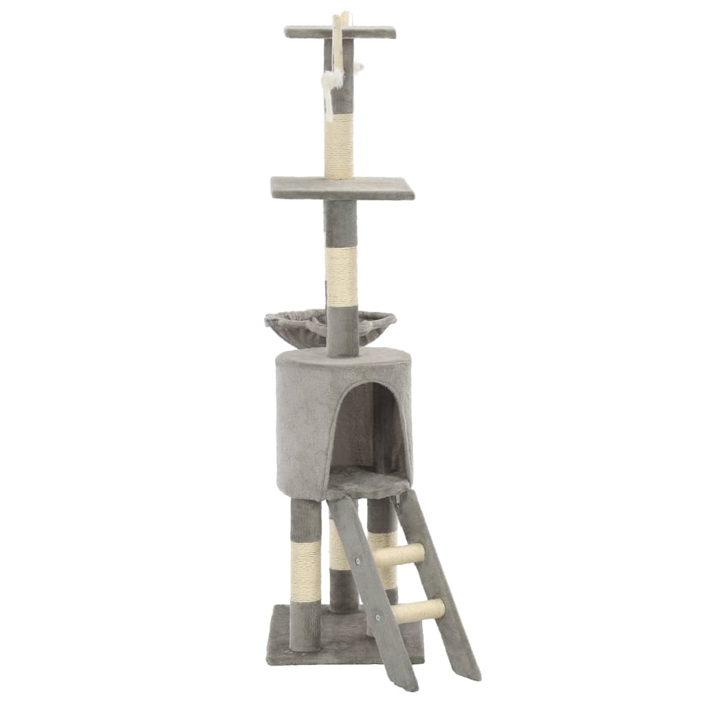vidaXL Cat Tree | Grey | Particle board, plush, sisal | 138 cm tall | Durable 4