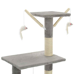 vidaXL Cat Tree | Grey | Particle board, plush, sisal | 138 cm tall | Durable 6
