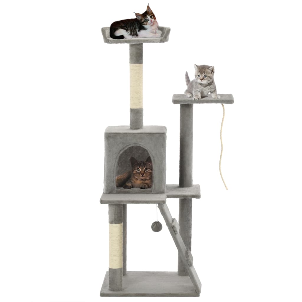 vidaXL Cat Tree | Grey | Particle board, soft plush, sisal rope | Medium 1