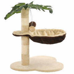 vidaXL Cat Tree | Beige and Brown | Particle Board, Plush, Sisal Rope | Small 2