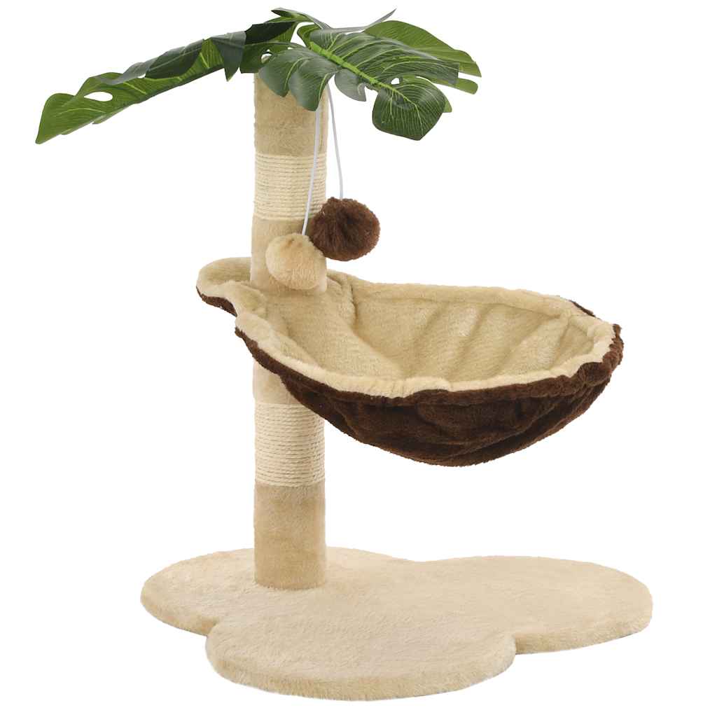 vidaXL Cat Tree | Beige and Brown | Particle Board, Plush, Sisal Rope | Small 4