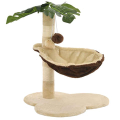 vidaXL Cat Tree | Beige and Brown | Particle Board, Plush, Sisal Rope | Small 4