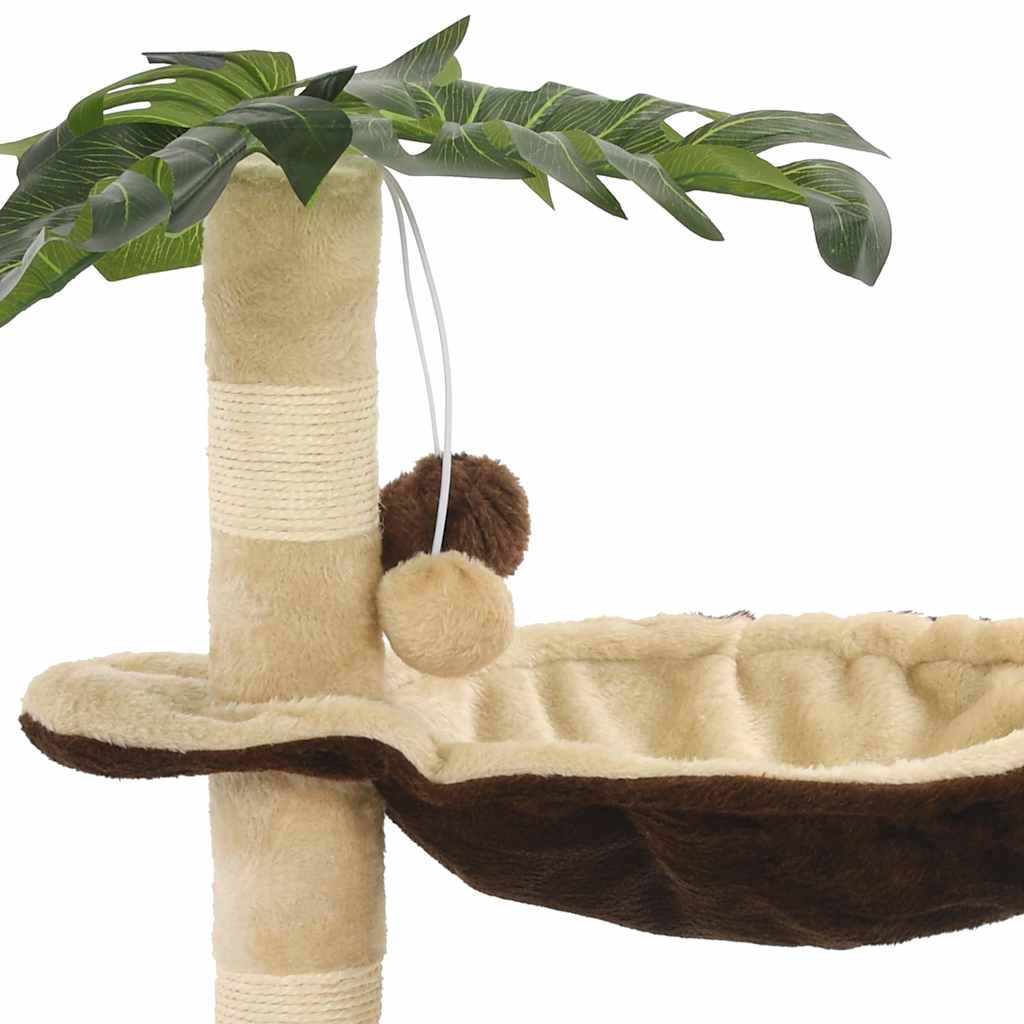 vidaXL Cat Tree | Beige and Brown | Particle Board, Plush, Sisal Rope | Small 6