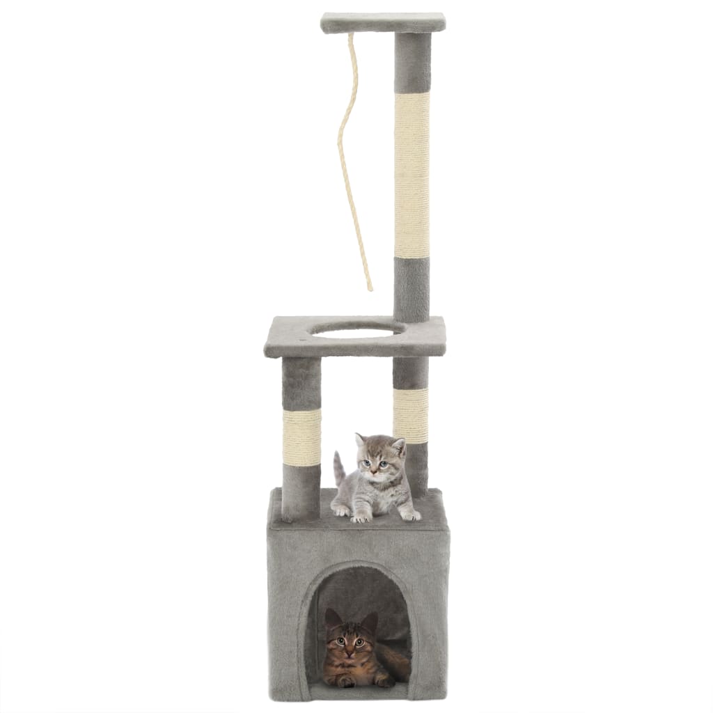 vidaXL Cat Tree | Grey | Particle board, soft plush, sisal rope | Medium 1