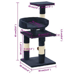 vidaXL Cat Tree | Blue | Particle board, plush, sisal rope | Medium | Durable 6