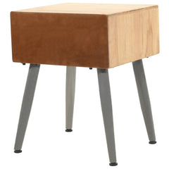 vidaXL Bedside Table | Wood Brown, Black | Solid Fir Wood, MDF, PU 4