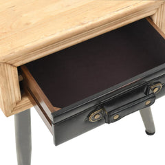 vidaXL Bedside Table | Wood Brown, Black | Solid Fir Wood, MDF, PU 6