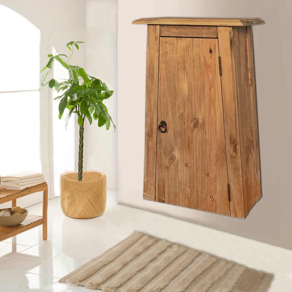 246039 vidaXL Bathroom Wall Cabinet Solid Pinewood 42x23x70 cm 1