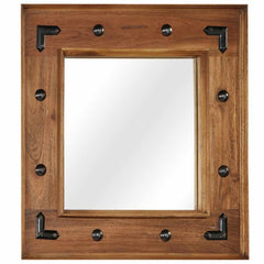 Mirror Solid Acacia Wood 50 x 50 cm