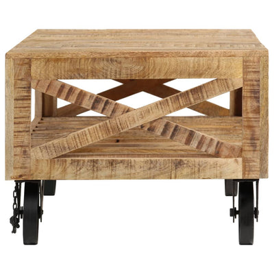 Coffee Table with Wheels Solid Mango Wood 110x50x37 cm