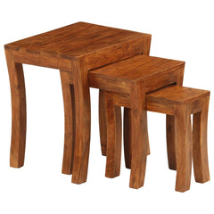vidaXL Nesting Table Set 3 Pieces Solid Acacia Wood 50x35x50 cm Brown 2